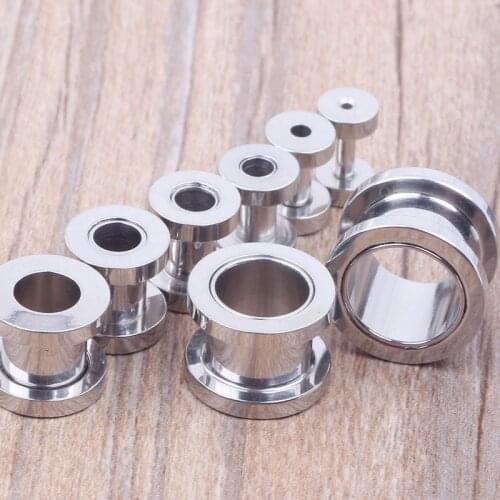 Mix 8 Size 100 pcs Stainless Steel Body Jewelry Screw Flesh Tunnel Ear Plug Ear Cuff Tunnel