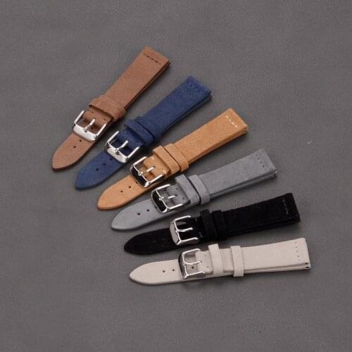 EACHE Suede Watch Leather Band Strap Hot Sell Beige Light&Dark Brown Black Grey Blue Watch Straps 18mm 20mm 22mm