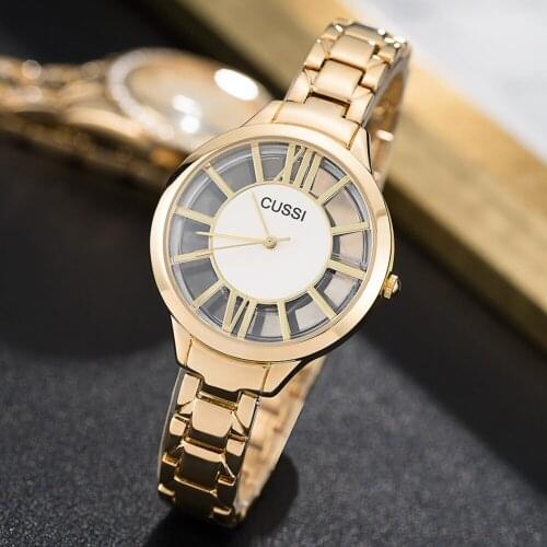 CUSSI 2019 Creative Hollow Womens Watches Gold Luxury Ladies Bracelet Watches Fashion Women Quartz Wristwatches relogio feminino