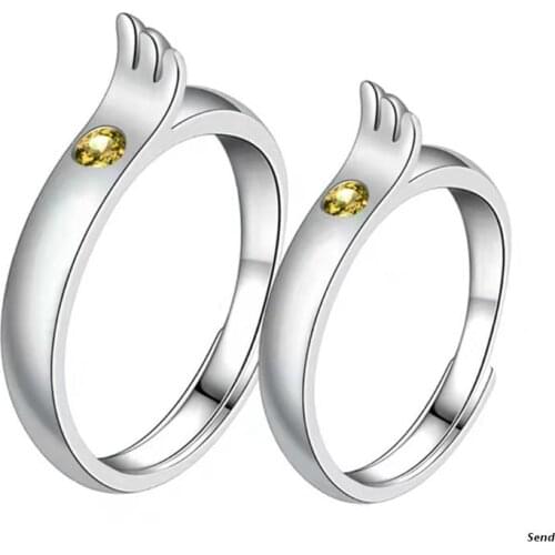 1 Pair Couple Wing Lover Couple Rings Set for Him and Her Valentines Day Gifts