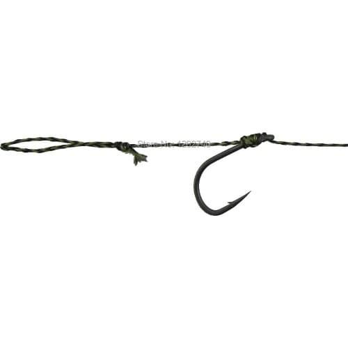 10 x Hair Rigs for Carp Fishing-Top Quality Teflon Coated Wide Gape Size 6 Barbed Hooks - Green Soft Braid