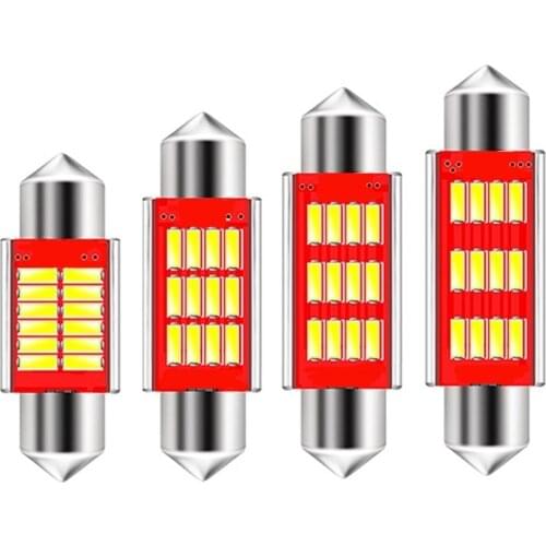 100Pcs Festoon 31mm 36mm 39mm 41mm C5W C10W CANBUS No Error 12 SMD 4014 LED Bulbs Car Interior Dome Lamp Auto Reading Lights