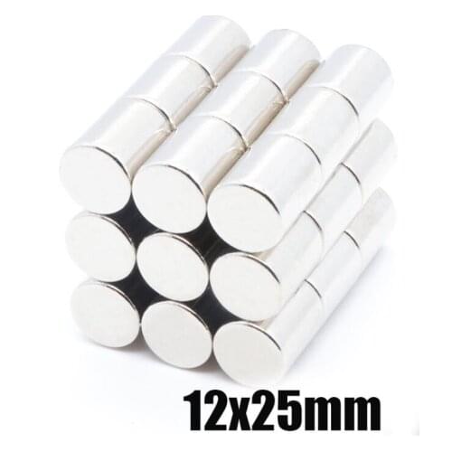 2 pcs 12x25mm N50 Neodymium Magnets Rare Earth Round Supper Strong Grade