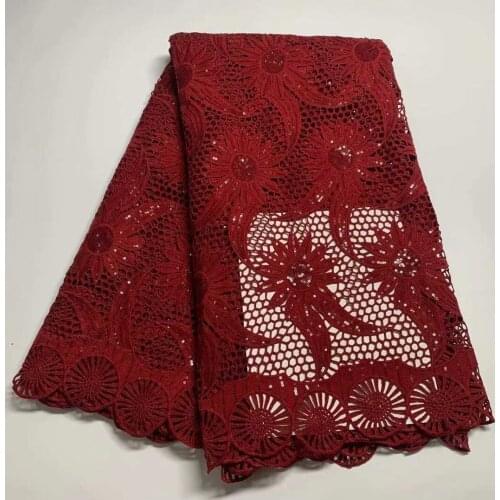 2021 Newest African Guipure Lace Fabric Swiss Lace Fabric High Quality Nigerian Cord Mesh Water Soluble Lace For Wedding 5Yards