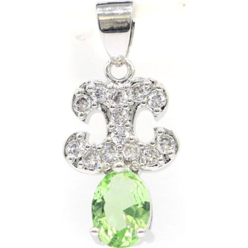 27x12mm New Design Deluxe Created Green Tsavorite Garnet Red Blood Ruby Bright Zircon Womans Jewelry Silver Pendant