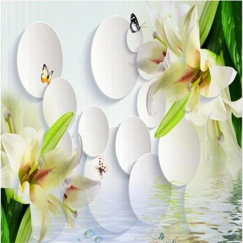 3d stereoscopic wallpaper Modern beautiful simple fresh and concise 3D lily wallpapers background wall