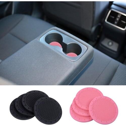 4pcs/set Car Cup Mat Waterproof Vehicle Coaster Rubber Water Cup Bottle Holder Non-slip Pad For Auto Car Interior Accessories
