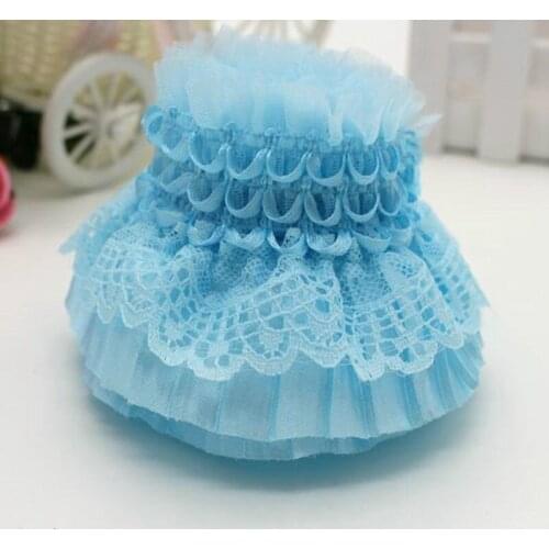 5 Yard/Lot Multicolor 8cm elastic lace fabric clothes lace trim white plait double fold skirt edge wedding dress DIY accessories