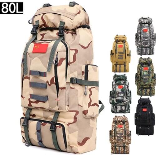 80L Oversized backpack 600D waterproof Oxford Durable Nylon Multi pocket large capacity Dry bag Hiking Combat Tactical big 80cm