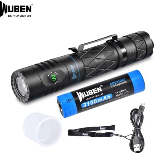 WUBEN E12R Flashlight OSRAM P9 LED Max 1200 lumens Rechargeable Torch With 3100mAh 18650 battery For Outdoor Sport