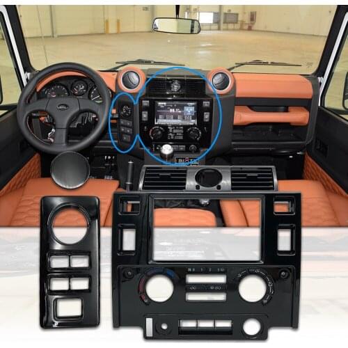 Car styling Tuning Interior Parts Double Din Fascia Kit for Land Rover Defender glossy black matt black CARBON LOOK