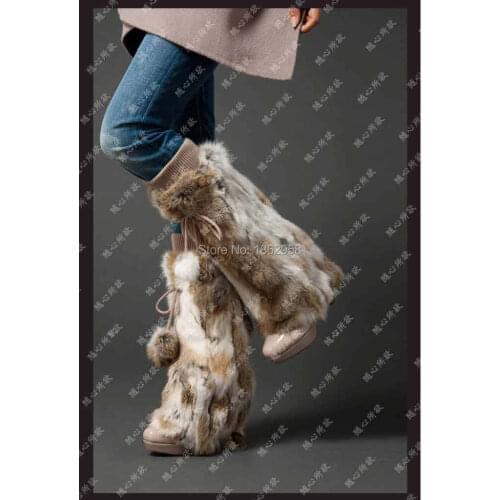 Free Shipping SJ090-01 Real Fur 100% Genuine Patchwork Rabbit Fur Leg Warmers/Warm Leg Warmers 2020