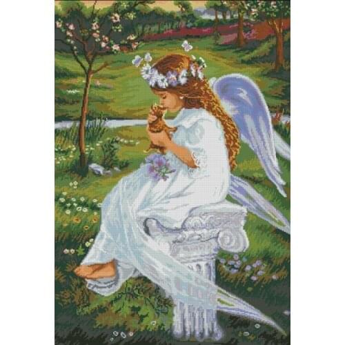 FREE delivery Top Quality lovely counted cross stitch kit angel kiss cat kitty, angel and cat kitty, angel love