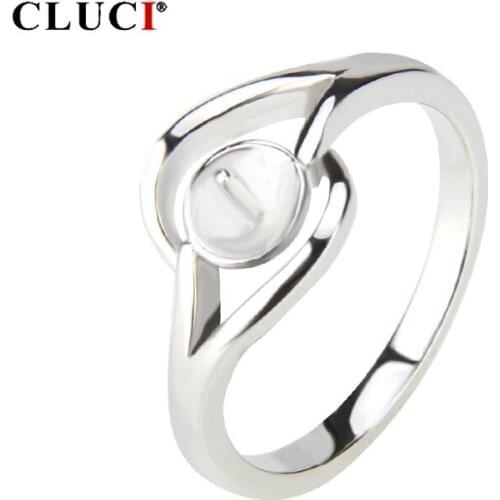 CLUCI Silver 925 Simple Women Pearl Ring Mounting Jewelry for Anniversary 925 Sterling Silver Symmetrical Twisted Rings SR1034SB