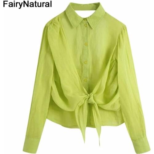 Женские рубашки с рюшами Fairynatural China At AliExpress