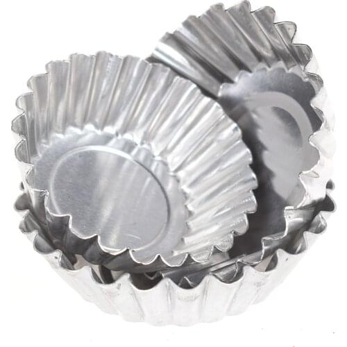 10pcs/set Kitchen Cake Nonstick Ripple Aluminum Alloy Egg Tart Mold Reusable Cupcake and Muffin Baking Cup Pastry Tools