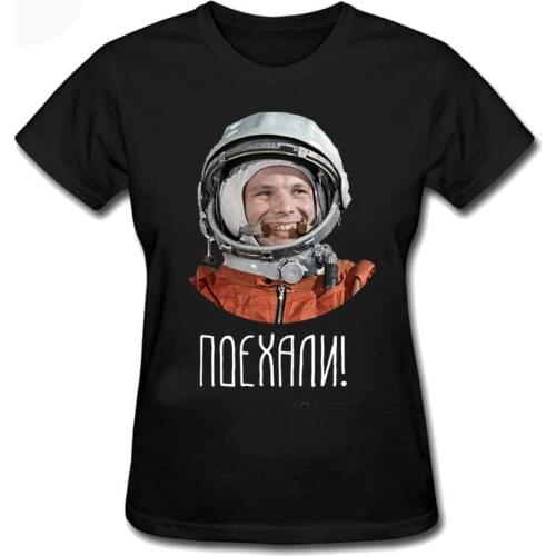 USSR CCCP Astronaut Yuri Gagarin Cyrillic Summer Women T Shirts Print Oversized Top Graphic Tee Short Sleeve T-shirt Female
