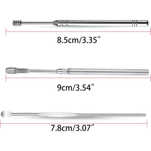 6Pcs Stainless Steel Ear Wax Removal Tools Spiral Spring Curette Earpick Spoons
