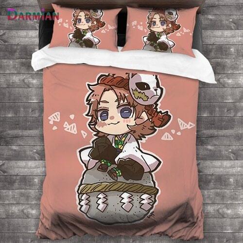 DARMIAN Demon Slayer Anime Print Bed Pillowcase & Duvet Cover Sets for Men Kids Boys Home Bedroom Decoration Bedding Set 3 Pcs