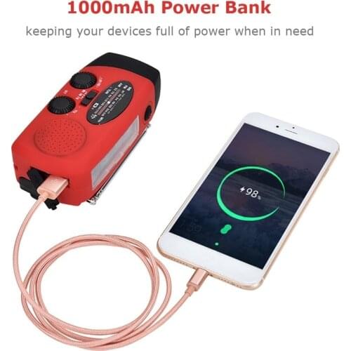 Multi-function Radio with AM/FM Flashlight Reading Lamp NOAA Weather Power Bank for Emergency Solar Powered Crank Handheld Radio