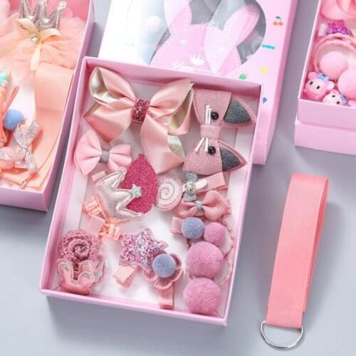 18pcs/lot fashion girl pink princess hairpin hairpin gift box set children fashion hair accessories