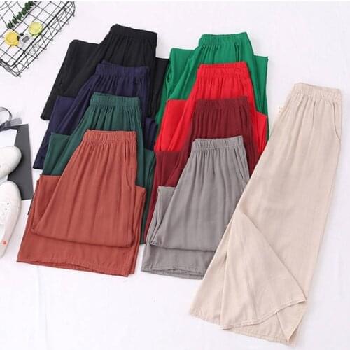 Fashion Wide Leg Pants For Wome High Waist Cotton Linen Palazzo Casual Loose Trousers Vintage Pantalon Femme Plus Size 6XL 7XL