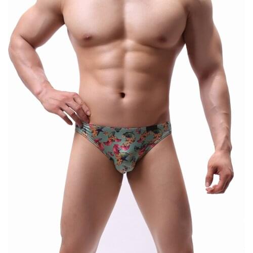 Mens Underwear Mini Briefs Sexy Male Panties Gay Mens Bikini Super Soft Brief Colorful Milk Silk Ginkgo Leaf Print Underpants