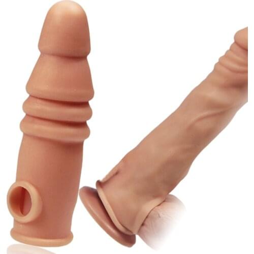 Reusable BOLD dildo cover Extender ribbed Impotence contraceptive extend Delay ejaculation Gspot penis sleeve Sex toys for Men