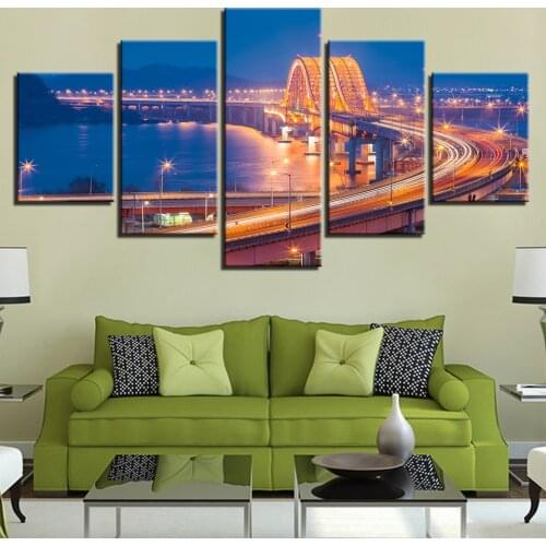 Starry sky Banghwa Bridge Night View Canvas Print Pictures Painting Modern For Home Living Room Bedroom Sofa Wall Art Decoration