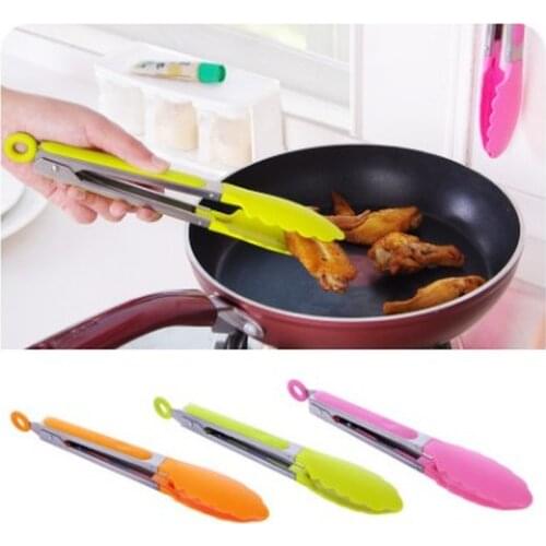 New Silicone Kitchen Cooking Salad Utensils BBQ Clip Stainless Steel Utensil Gadget Food Accessories