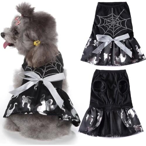Pet Dog Clothes Funny Cat Halloween Clothes Dogs Ghost Patterned Party Decorative Dress Pets Chihuahua Costume Girls Dog Clothes
