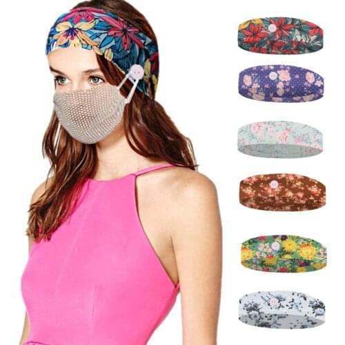 Men Women Sweatband Headbands with Buttons Running Yoga Elastic Hair Turban Bandage Bandanas HairBands Hair Accessories Gift