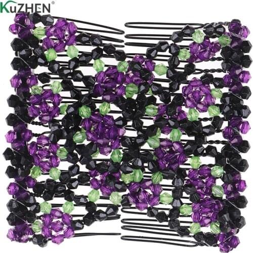 Professional Hair Comb Ladies Magic Beads Elasticity Double Bead String Clamp Stretchy Acces Valentines Day