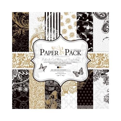 12inch27sheets luxurious Black&white Scrapbooking Paper Origami Art Background Paper DIY Card Making gift wrapping Home deco