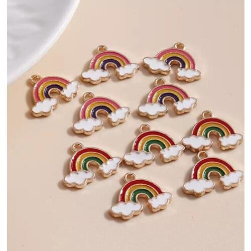 10pcs/lot 17*14mm Enamel Rainbow Cloud Charms for Jewelry Findings DIY Colorful Charms Necklaces Pendants Earrings Making