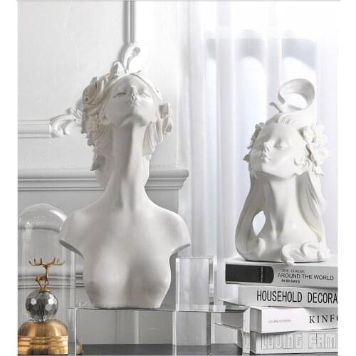 Nordic Luxury Half Body Woman Figure Resin Statues Ornament Home Livingroom Sculpture Crafts Office Desktop Figurines Decoration
