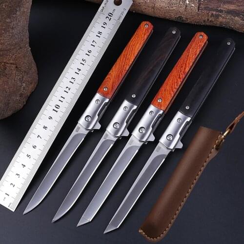 2 Pcs Reinforcement M390 Folding Knife Sandalwood Ebony CS Go Fold Knives Camping Hunting Slicing Fruit Knife Outdoor EDC Tool