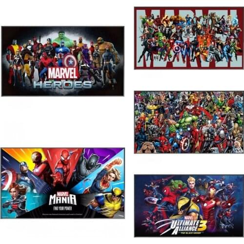 Marvel Super Heroes Canvas Painting Avengers Retro Canvas Wall Art Marvel Comics Poster for Kids Room Home Decor Mural Cuadros