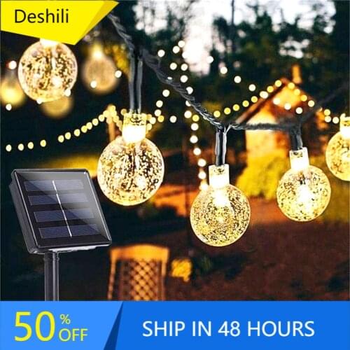 10/20/50 LEDS Crystal ball 5M/10M Solar Lamp Power LED String Fairy Lights Solar Garlands Garden Christmas Decor For Outdoor
