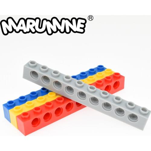 Marumine 2730 Technic Bricks 1x10 with Holes 10PCS Technique Lift Arm Building Bricks Set Educational Toys For Children