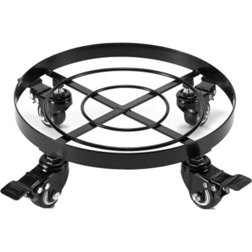 Universal Wheel Mobile Flower Stand Pulley Wrought Iron Foot Bath Wooden Barrel Wheel Floor Type Flower Receptacle Base