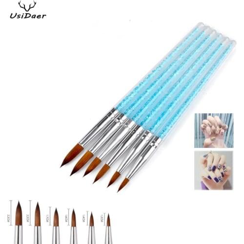 UsiDaer Nail brush set plastic crystal brush light therapy pen nylon hair nail tool pull painting brush