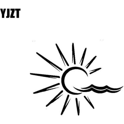 YJZT 15.3CM*11.9CM Minimalist Nifty Original Sun And Sea Surface Interesting Vinyl Decal Car Sticker Black/Silver C19-1625