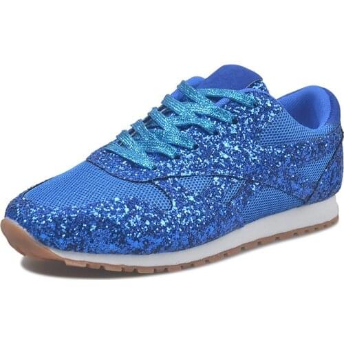Womens Sequin Lace-up Sneakers Korean Style Wild Couple Large Size Sneakers