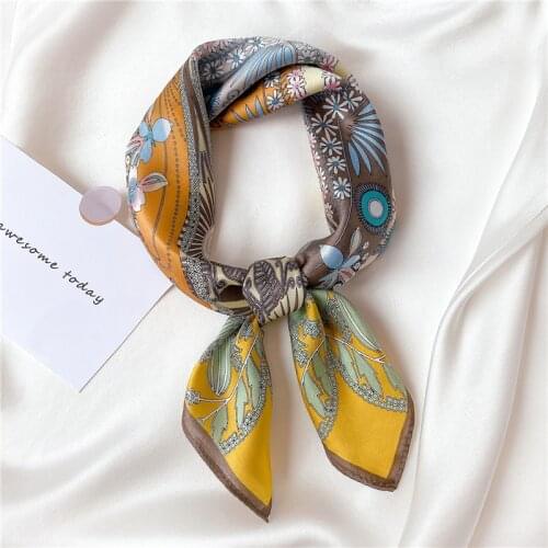 High Quality Real Silk Scarf Women Small Neck Hairband Design Print Female Spring Neckerchief Hairband Female Foulard