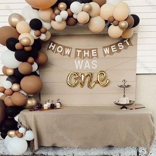 107pcs Coffee Cream Peach Balloons Arch Kit Matte Black Gold Balloon Garland Baby Shower Birthday Gender Reveal Decorations