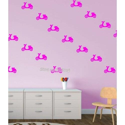 18pcs/set Small Motorcycle Wall Stickers For Kids Rooms Nontoxic PVC Decal Removable DIY Self-Adhesive Baby Nursery Decals LA597