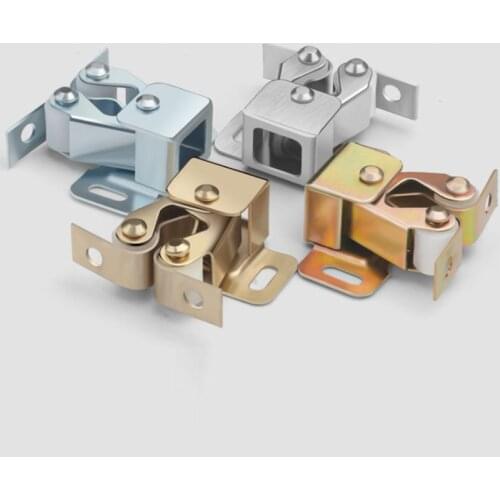 2pcs Double Ball Roller Door Stop Closer Stoppers Damper Buffer With Screws For Wardrobe Hardware Furniture Fittings Accessories