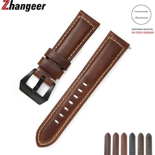 22mm Watch Strap For Samsung Galaxy Watch 42mm 46mm Gear S4 Quick Release Band Oil Wax Leather correa amazfit gts 18mm 20 24 26