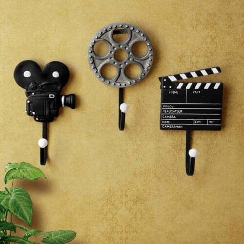 3Pcs/Set American Country Retro Wall Hook Creative Movie Equipment Shape Bag Clothes Coat Key Hanger Hook Bathroom Storage Shelf